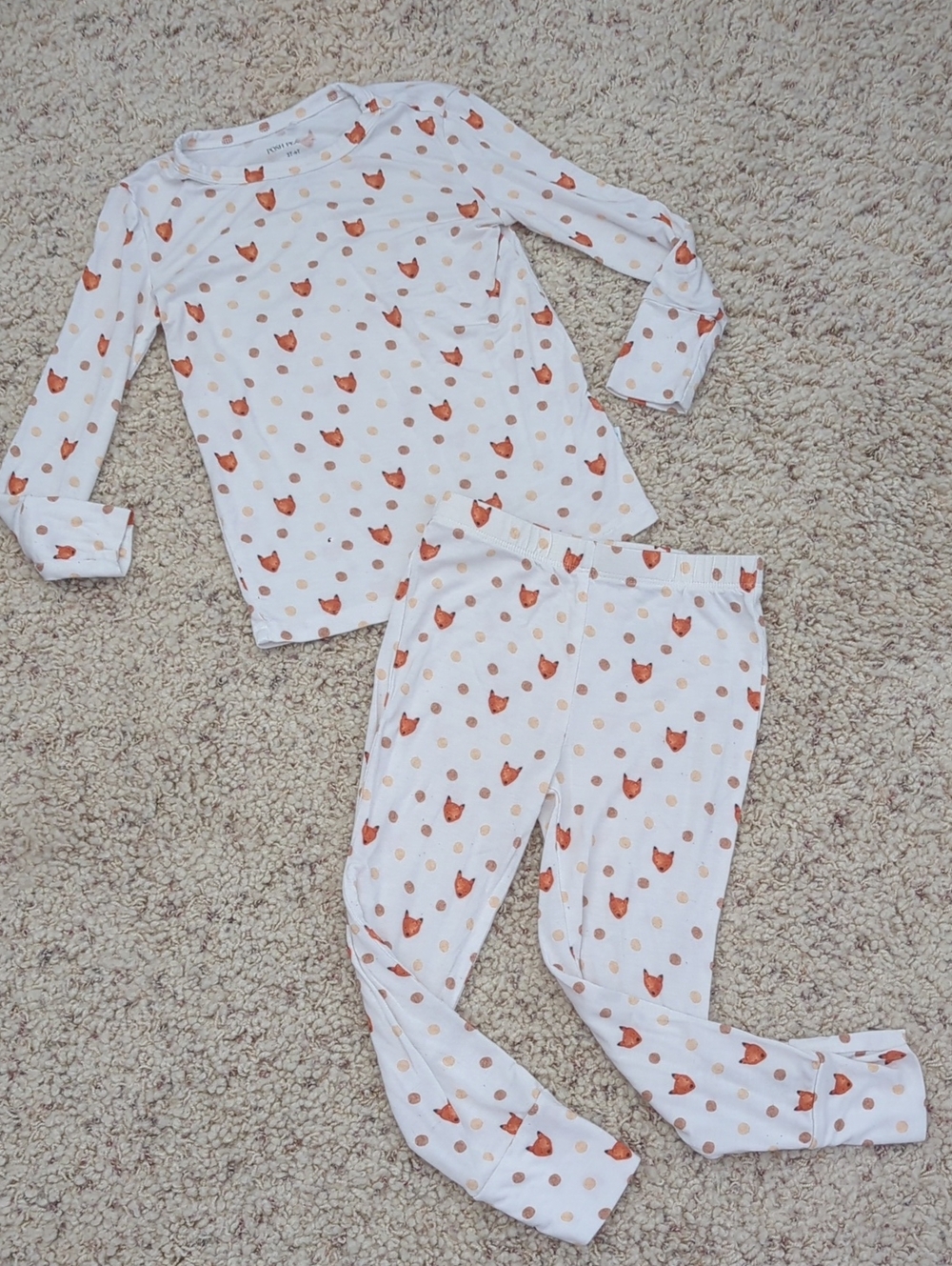 Posh Peanut  2Pc Pajama Set Fox And Polka Dot Lionel Pattern Size 3T-4T